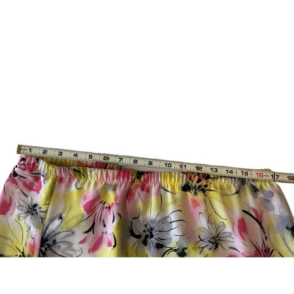 Tanjay Yellow Floral Print Ruffled Hem Elastic Waistband Peasant Skirt Size 16 - Picture 12 of 12